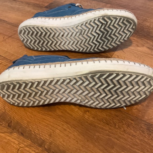 Biza Blue Leather SneakersCasual Lace-Up Walking Shoes with Jute Trim size 9 40 - Picture 6 of 7